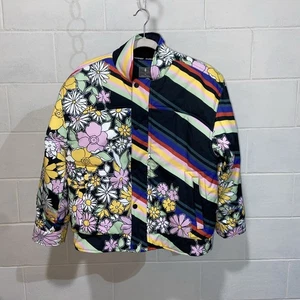 FP Movement Women's Bunny Slope Printed Puffer Jacket XS Floral Stripes Ski Coat - Picture 1 of 12