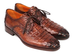 Paul Parkman Light Brown Crocodile Embossed Calfskin Derby Shoes (ID#1438TAB) - Picture 1 of 7