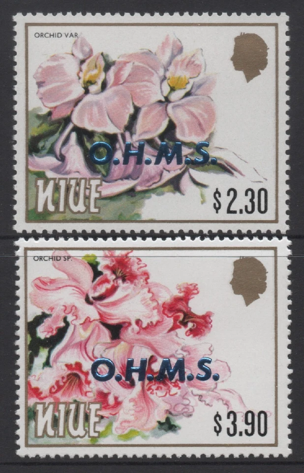 Niue 1985 Flowers-29 Nov Additions to 1985 Issues set of 2 Overprinted OHMS MUH - Image 1 of 1
