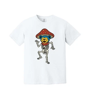 Camiseta Mushroom Skeleton Bear | Camiseta Funky Psicodélica Bailando Foto 1 de 4