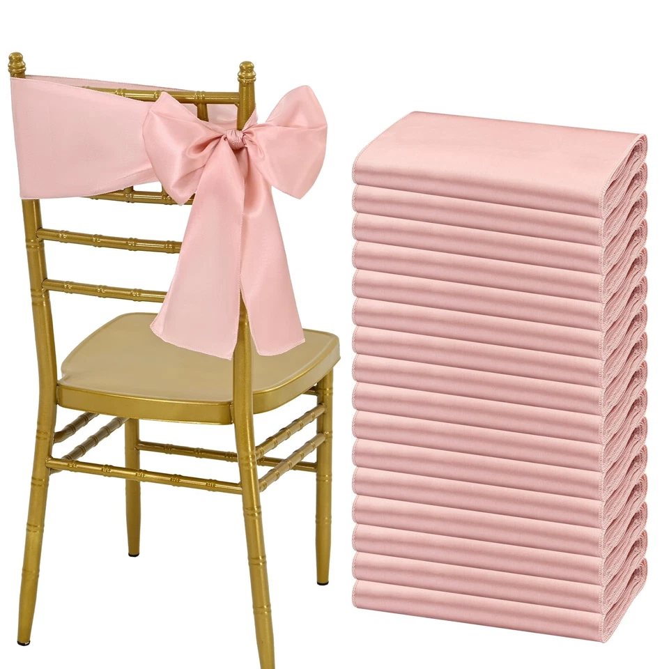 Шикарный 60 шт. розовое золото атласный стул пояса банты украшение стул чехол для - Изображение 1 из 4