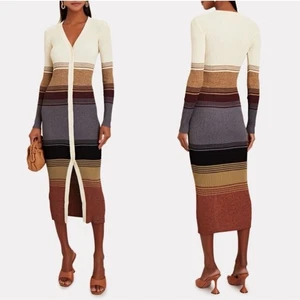 STAUD Sahara Stripe Shoko Sweater Cardigan Midi Dress Size XS Fall Autumn winter - Picture 1 of 12