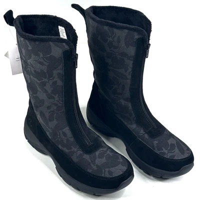 Lands End Thermolite Black Suede Canvas Boots Women's Size 8B All Weather New - Image 1 of 4