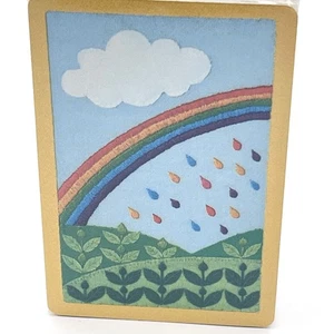 Tarjetas de puente selladas vintage sello arco iris bordado retro NOS 80’s - Imagen 1 de 5