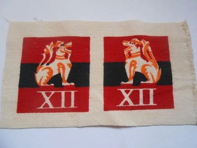 12th Army pair uncut facing pair   printed cloth formation signs unit patches - Image 1 of 4