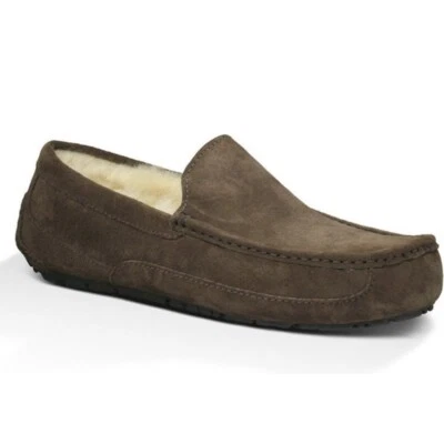 UGG Men's Ascot Slippers Suede Espresso Brown Shearling US10/UK9/EU43 - Image 1 of 4