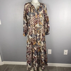 Vestido Soft Surroundings Hailey Multi Patchwork Manga Larga Con Botones L *LEER - Imagen 1 de 13