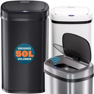 MONZANA® Mülleimer Automatik Sensor Abfalleimer Wasserdicht Küche Edelstahl 50 L - Bild 1 von 4