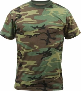 Kids Woodland Camouflage T-Shirt Heavyweight Youth Military Army Camo Tee - Picture 1 of 1