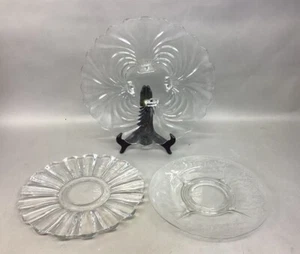 Set Of 3 Decorative Glass Serving Platters Trays Plates - Vintage - Picture 1 of 24