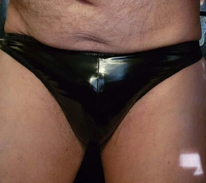 Mens Custom Made Sexy Gear Swimsuit Shiny Pvc S M L Or XL New Thong Made In USA - Picture 1 of 4