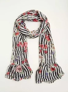 Torrid Mixed Floral Stripe Ruffled Scarf 88x24 - Picture 1 of 11