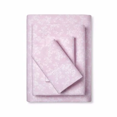 Rachel Ashwell Simply Shabby Chic SLIPPER Pink White Floral Sheet Set - Queen - Image 1 of 3