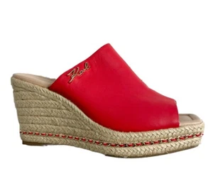 Karl Lagerfeld Paris Womens Corissa Slides Wedge Sandals Shoes Red Sz 9M - Picture 1 of 15