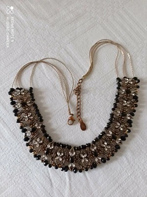 Collar Accessorize Destacado Tono Dorado Transparente y Negro Cuentas Brillantes - 48 cm de Largo  Foto 1 de 4