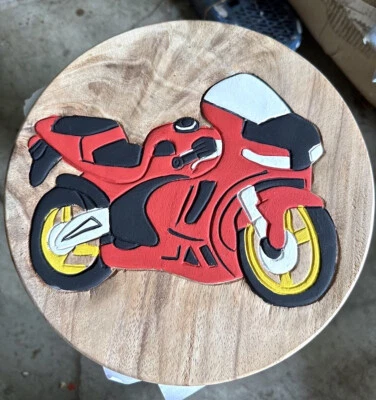 Kinderhocker aus Holz, Motorrad, Moto GP, Sitzkreis, Kita - Bild 1 von 2