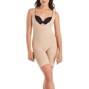 New Open-Bust Full/Mid Thigh Body Shaper, Anti-Static Fabric #FL2556 Beige~L - Picture 1 of 3
