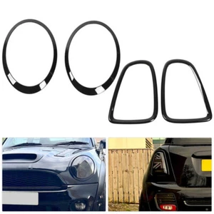4X Negro Brillante Faro y Luz Trasera Cubierta de Borde para MINI Cooper R56 R57 R58 R59 - Imagen 1 de 9