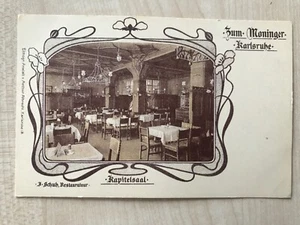 um 1900 KARLSRUHE Zum Moninger-Lokal-Kapitelsaal-Innenansicht-A.Albrecht-ungel. - Bild 1 von 2