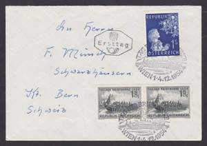 AUSTRIA 1954, Cover from Vienna to Switserland, Stamp Day Special cancellation - Picture 1 of 3