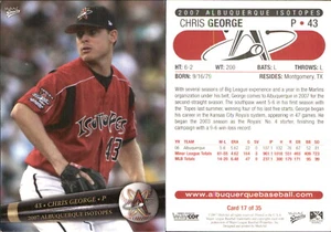 Chris George 2007 MultiAd Albuquerque Isotopes #13 FREE SHIP *AutographDen* - Picture 1 of 1