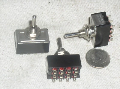 3 MINI TOGGLE 4PDT 4P2T 4 POLE ON-OFF-ON SWITCH 125V AC DC 6A 6 A AMP CENTER OFF - Image 1 of 4