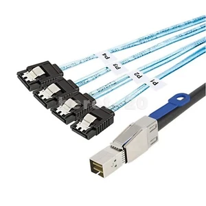 Mini SAS Cable SFF8644 To 4 SATA Ports 7Pin 12GB Cable For Hard Disk Data Server - Picture 1 of 12