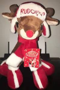 Plush 12" Rudolph the Red Nosed Reindeer Stuffed Animal Snow Boots, Hat & Scarf! - Picture 1 of 4