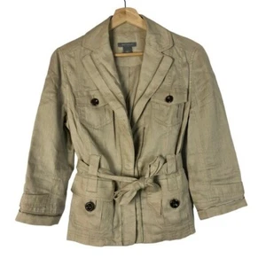 Ann Taylor Beige Linen Full Zip Short Trench Jacket S - Picture 1 of 4