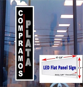 COMPRAMOS Plata WE BUY Silver Spanish LED light box window sign - Picture 1 of 7