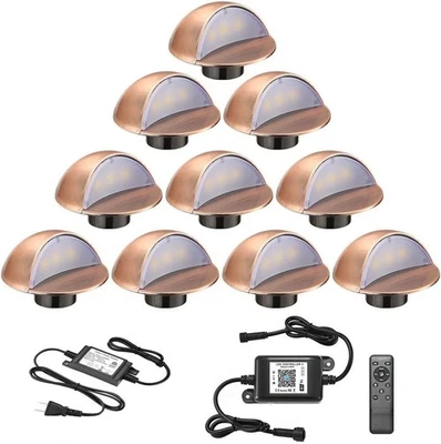 10pcs Smart Wifi 50mm Half Moon LED Deck Stair Lights Garden Step Fence Lamp 12V - Image 1 of 4