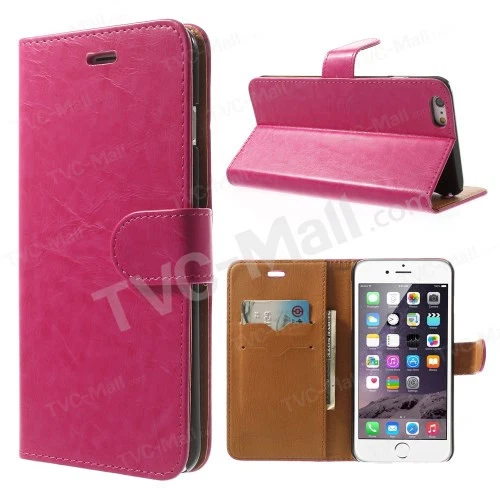 GSA CRAZY HORSE 钱包式保护壳 适用于 iPhone 6 Plus & 6S Plus - 热粉色/棕色 — 第 1/1 张图片