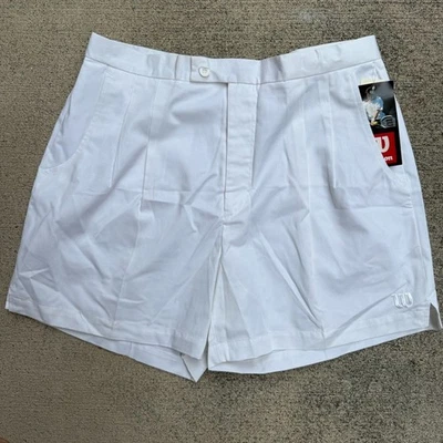 Pantalones Cortos Tenis Wilson De Colección Para Hombre 36 Blanco Pierna Ancha Retro Atlético Plisado Foto 1 de 4