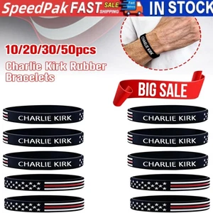 10-50Pcs Charlie Kirk 1993-2025 A True Shooting Hero Freedom Bracelets - Picture 1 of 22
