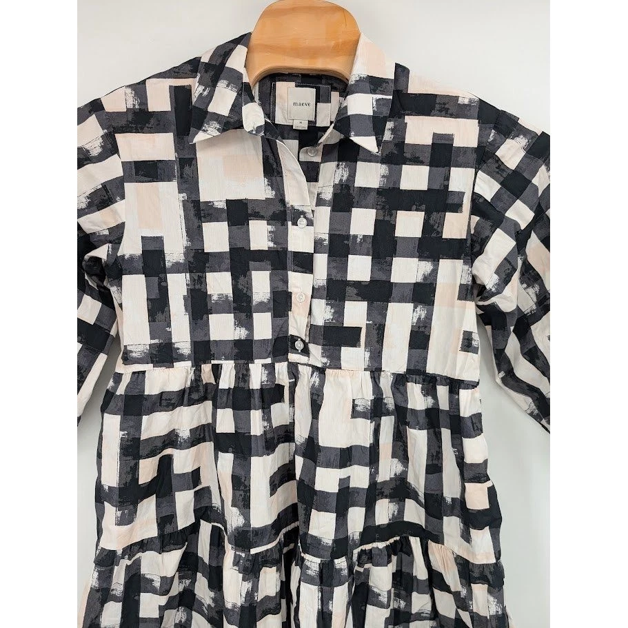 Mini Camisa Vestido Para Mujer Anthropologie Maeve Bettina Algodón En Niveles Carbono Talla Med Foto 1 de 4