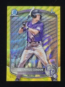 Bowman Chrome Charlie Condon 2025 primer refractor onda amarilla 31/75 Rockies - Imagen 1 de 2