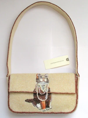 Anthropologie The Fiona Beaded Bag Animal Edition Sassy Cat - NWT - Image 1 of 4