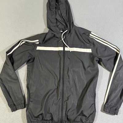 Chaqueta cortavientos Adidas para hombre talla pequeña negra cremallera completa nailon informal Foto 1 de 4
