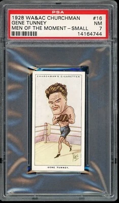 1928 W.A. & A.C. Churchman Men Of The Moment Small Boxing #16 Gene Tunney PSA 7 - Image 1 of 2