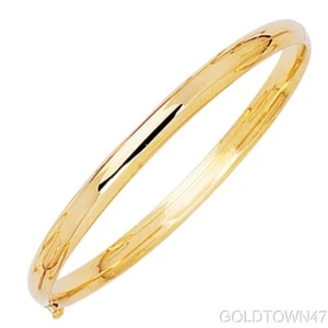 14kt Yellow Gold 5.5mm All Shiny Bangle with Clasp - Picture 1 of 2