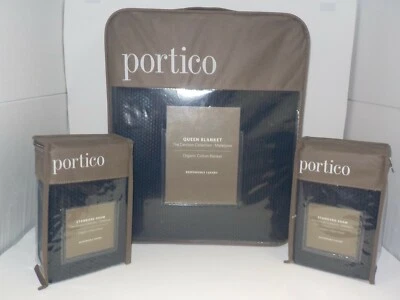 MANTA PÓRTICO DENIZEN MATELASSE ALGODÓN ORGÁNICO AZUL MARINO REINA FUNDAS ESTÁNDAR Foto 1 de 4