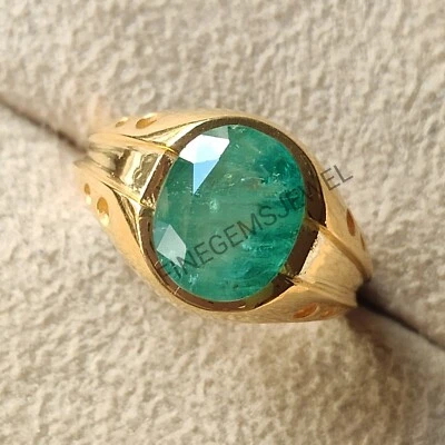 Joia masculina esmeralda natural prata 925 masculina com ouro ródio corte superior pedra presente - Imagem 1 de 4