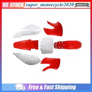White+Red Plastics Fender Kit For Kawasaki KLX110 KX65 110cc 125cc Dirt Pit Bike - Foto 1 di 7