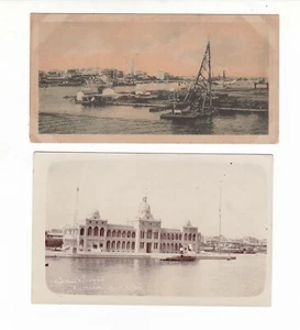 2x PORT SAID, EGYPT Vintage pcs  Pub. ARTISTIC PC general view + Canal Co. RPPC - Foto 1 di 2