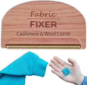 Pettine rimuovi pillole in cashmere con manico in legno di cedro - pettine fuzz maglione - Foto 1 di 12