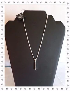 Magnifique Collier Fantaisie Argenté Pendentif Rectangle Bud to Rose 40 / 45 cm - Imagen 1 de 1