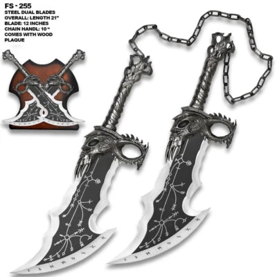 New Addition God Of War Kratos Blades Of Chaos Twin Blade Dagger Set Wall Plaque - Image 1 of 3