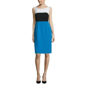 Evan Picone Black Label Sleeveless Colorblock Sheath Dress in Bright Blue $60 - Bild 1 von 1