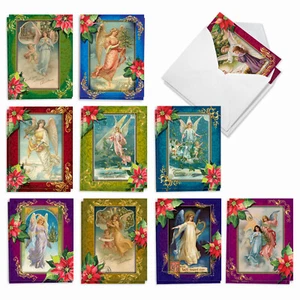20 Seasons Greetings Cards (10 Designs, 2 Ea) - Christmas Angels AM1747SGG-B2x10 - Picture 1 of 6