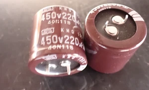 CHEMI-CON 450V 220uf SNAP IN Aluminium Electrolytic Capacitor EKMQ451VSN221M x2 - Picture 1 of 5